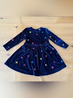 Joules Hampton Luxe Velour Star Paperbag Waist Dress Size 2T